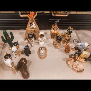 Native American Nativity Scene - 16 piece ceramic